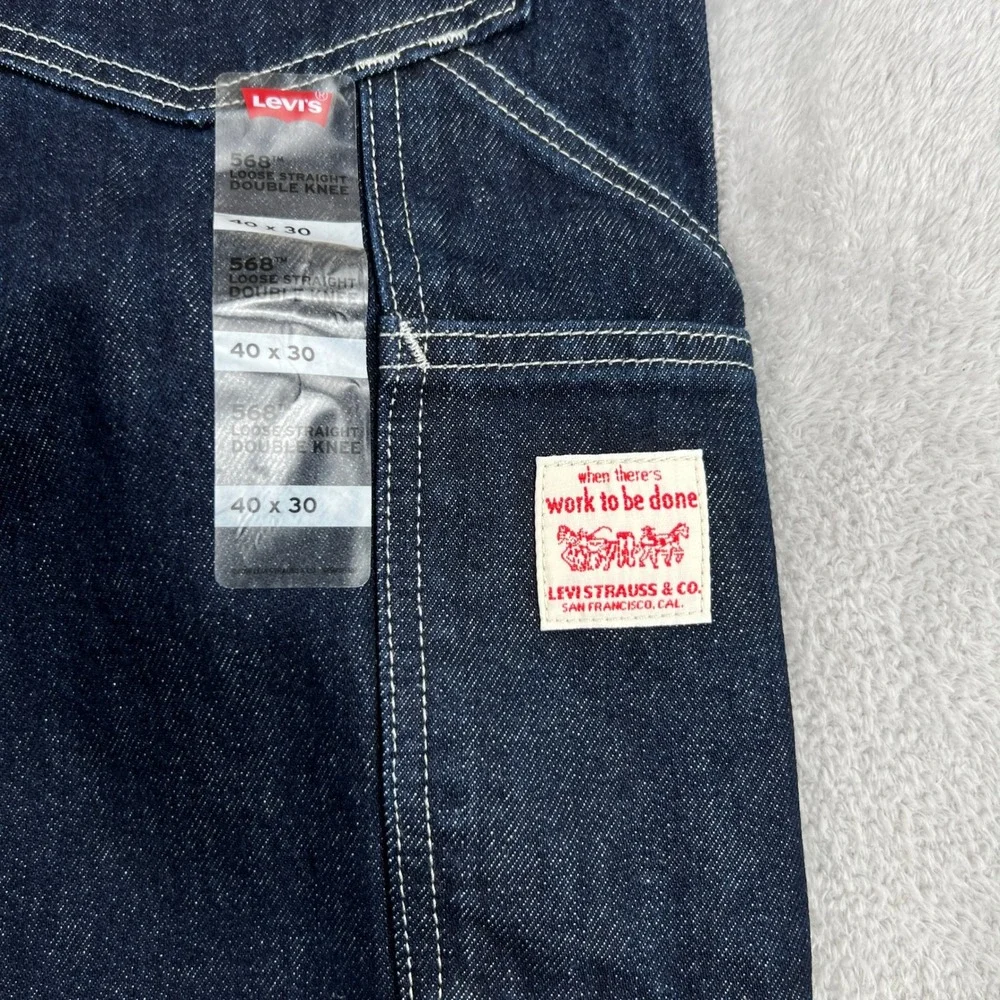 Levi's 568 Double Knee Carpenter Jeans 40x30 Blue Loose Straight Workwear NWT
